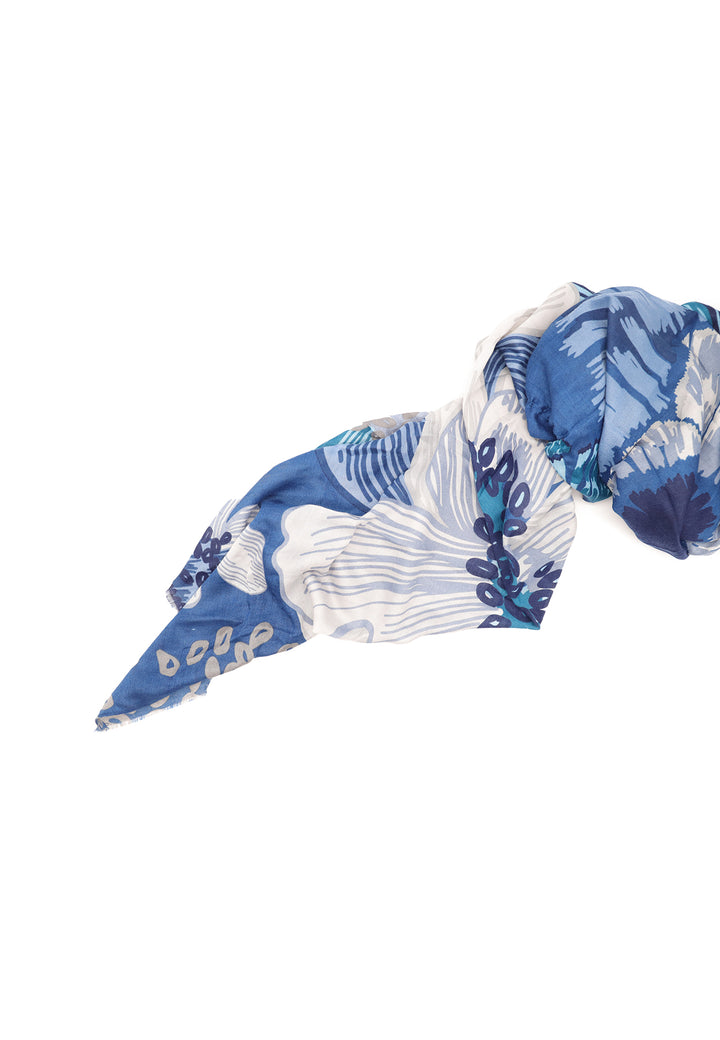 Sciarpa foulard da donna con elemento floreale colore blu