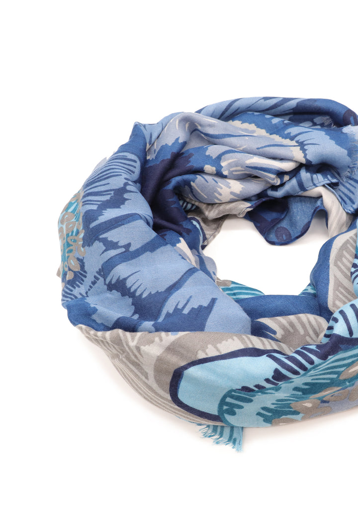 Sciarpa foulard da donna con elemento floreale colore blu