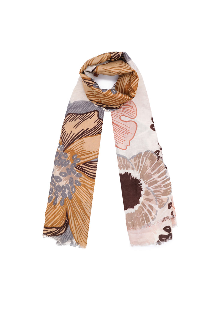 Sciarpa foulard da donna con elemento floreale colore marrone