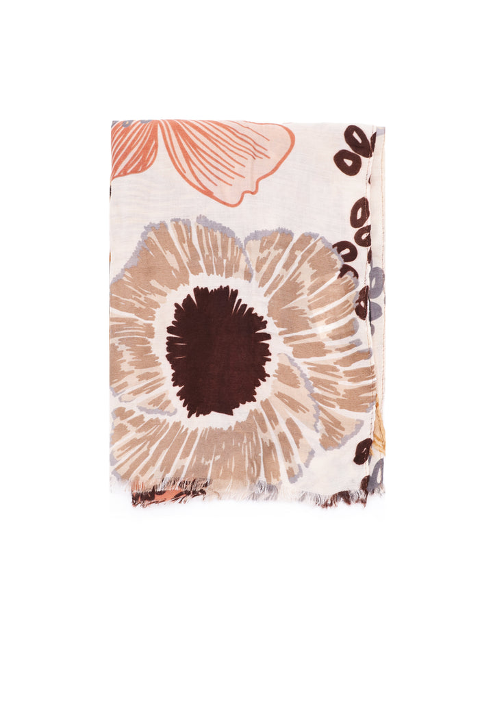 Sciarpa foulard da donna con elemento floreale colore marrone