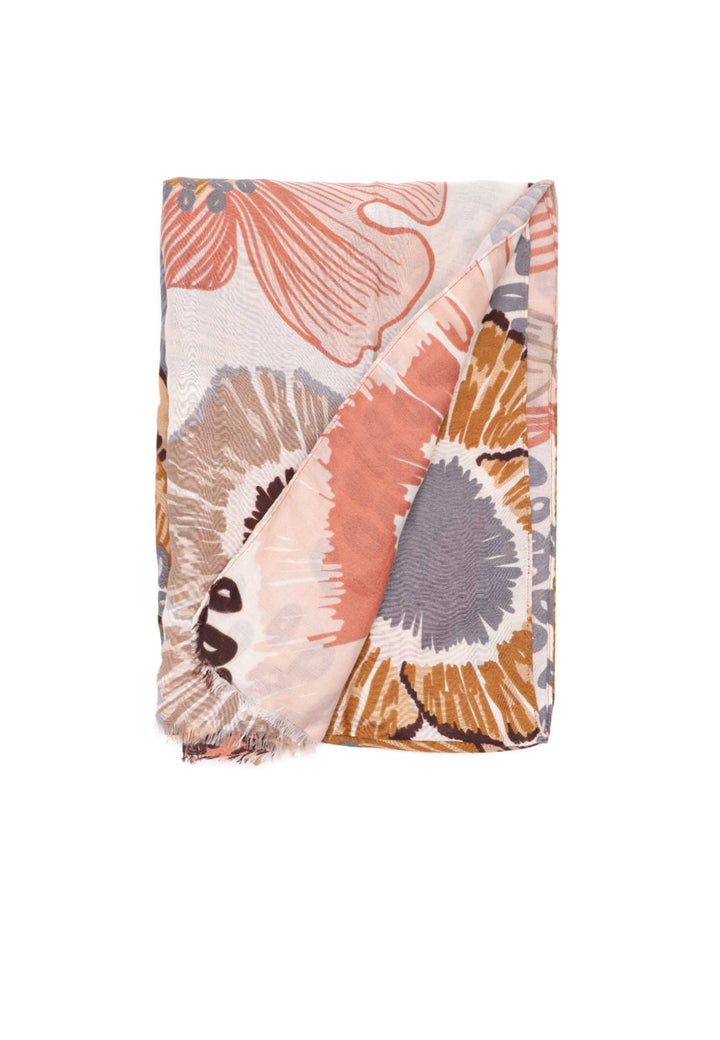 Sciarpa foulard da donna con elemento floreale colore marrone