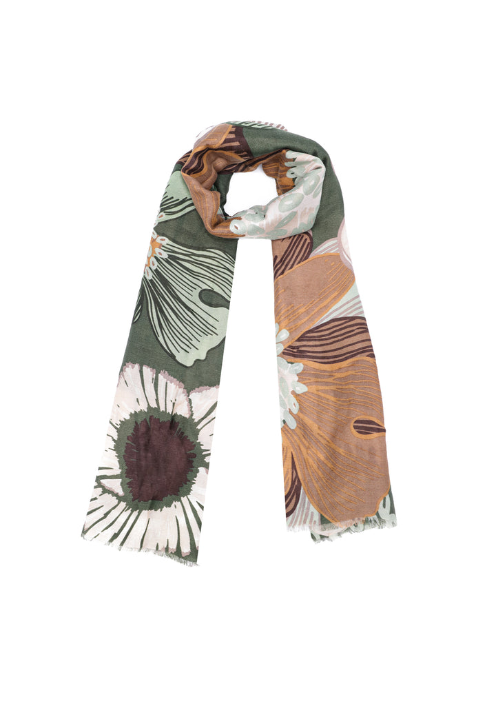 Sciarpa foulard da donna con elemento floreale colore verde