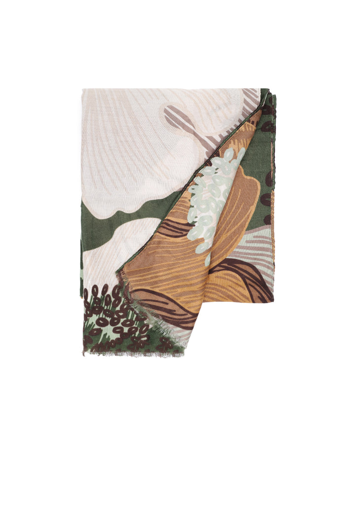 Sciarpa foulard da donna con elemento floreale colore verde