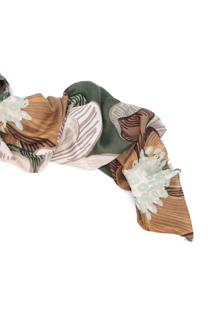 Sciarpa foulard da donna con elemento floreale colore verde