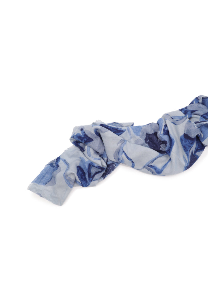 Sciarpa foulard in viscosa da donna in colore blu