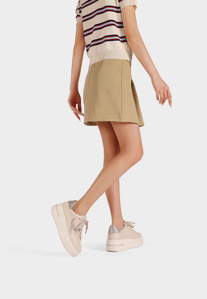 Sneakers casual da donna in ecopelle con dettaglio glitterato e suola alta