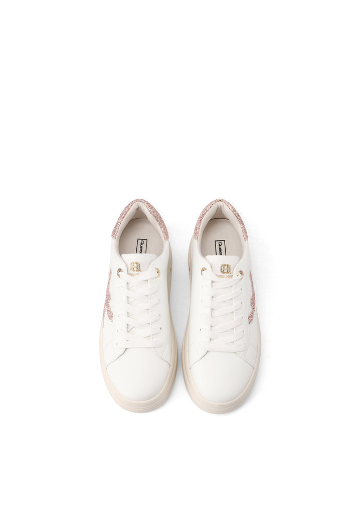 Sneakers casual da donna in ecopelle con dettaglio glitterato e suola alta