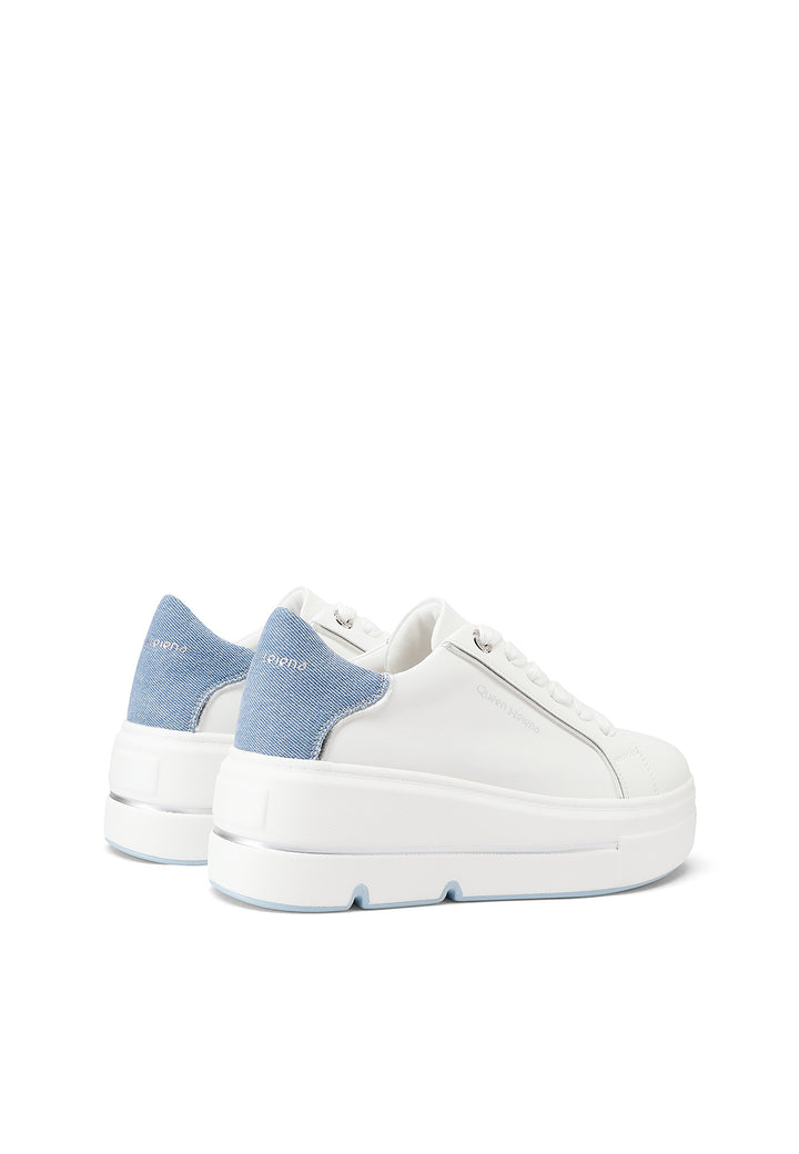 Sneakers da donna con platform colore bianco jeans