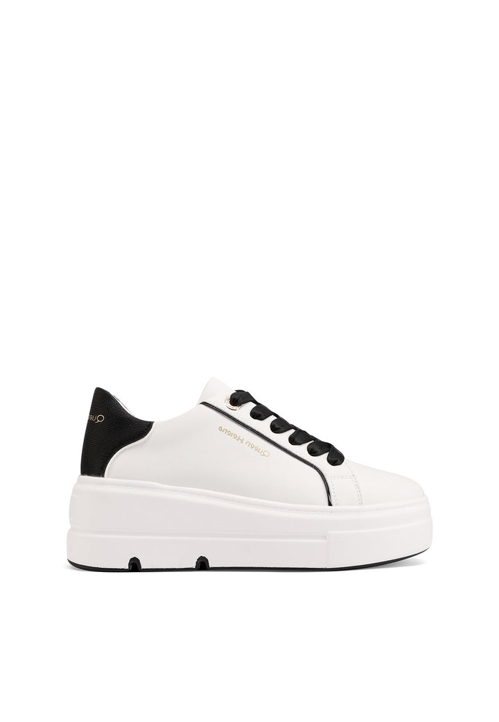 Sneakers da donna con platform colore bianco nero