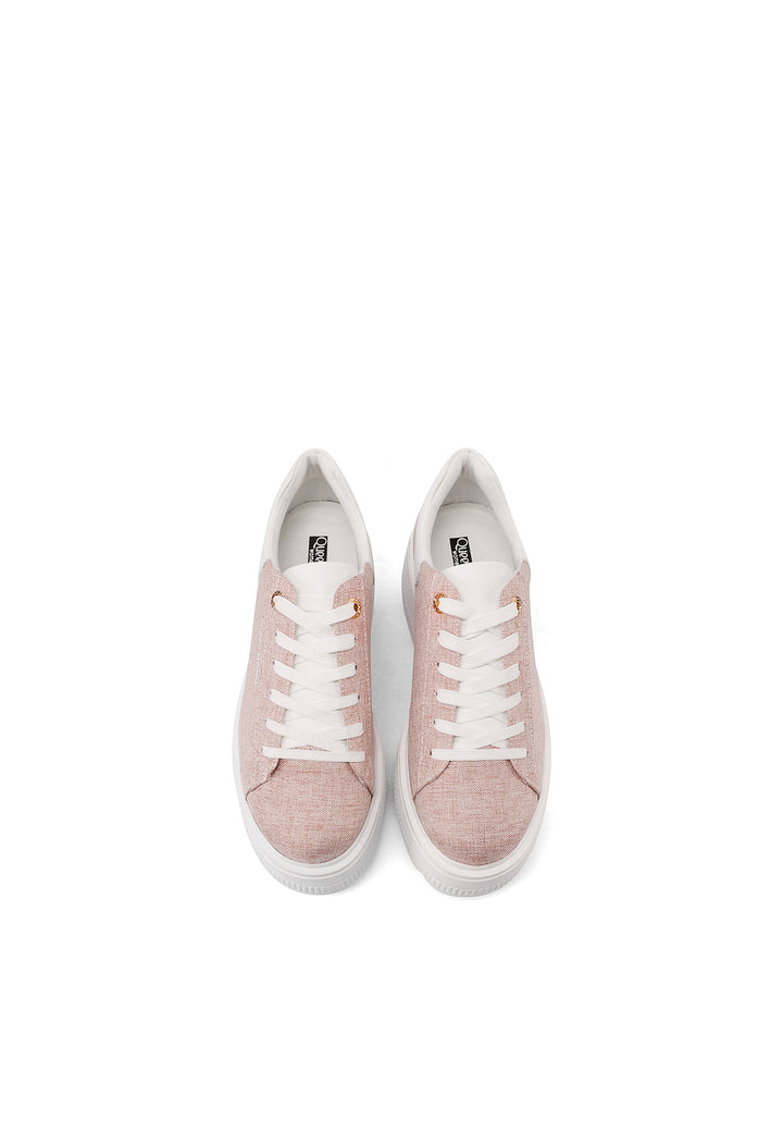Sneakers stringate con platform colore rosa