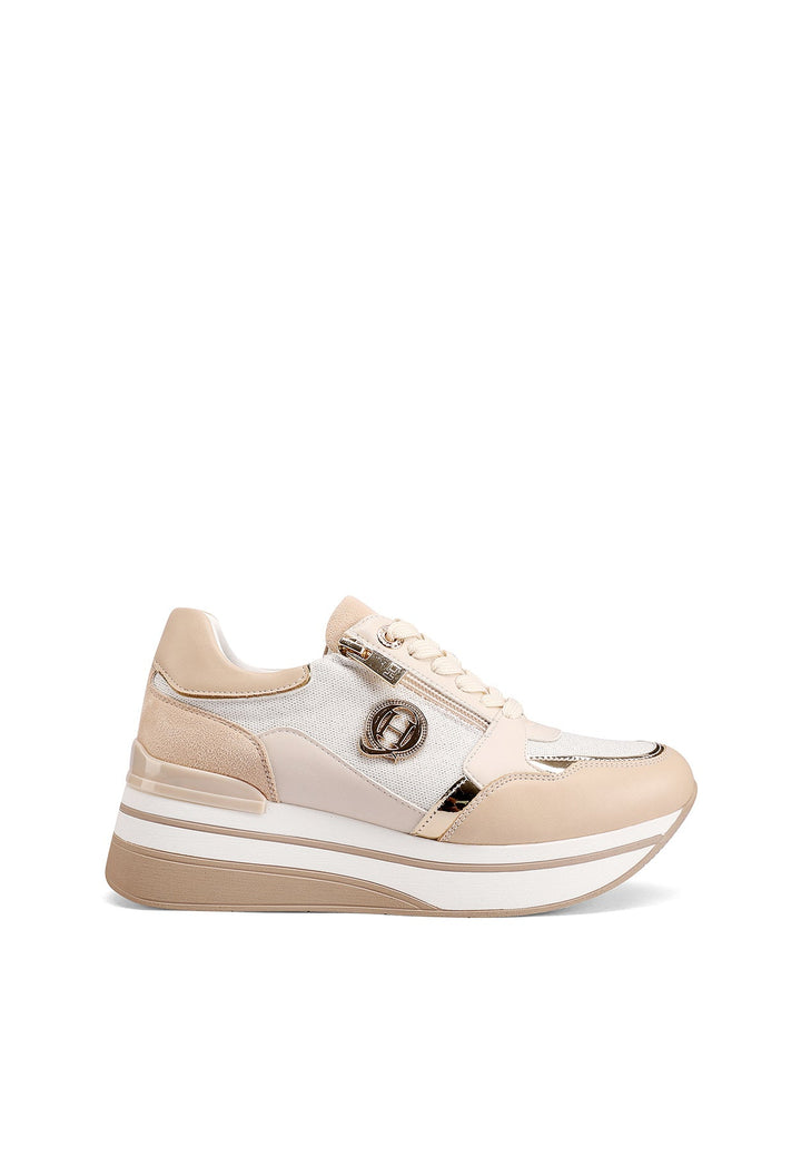 Sneakers da donna con platform colore beige