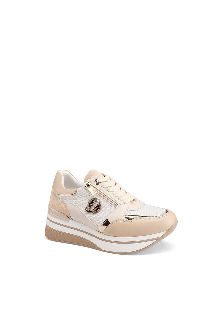 Sneakers da donna con platform colore beige