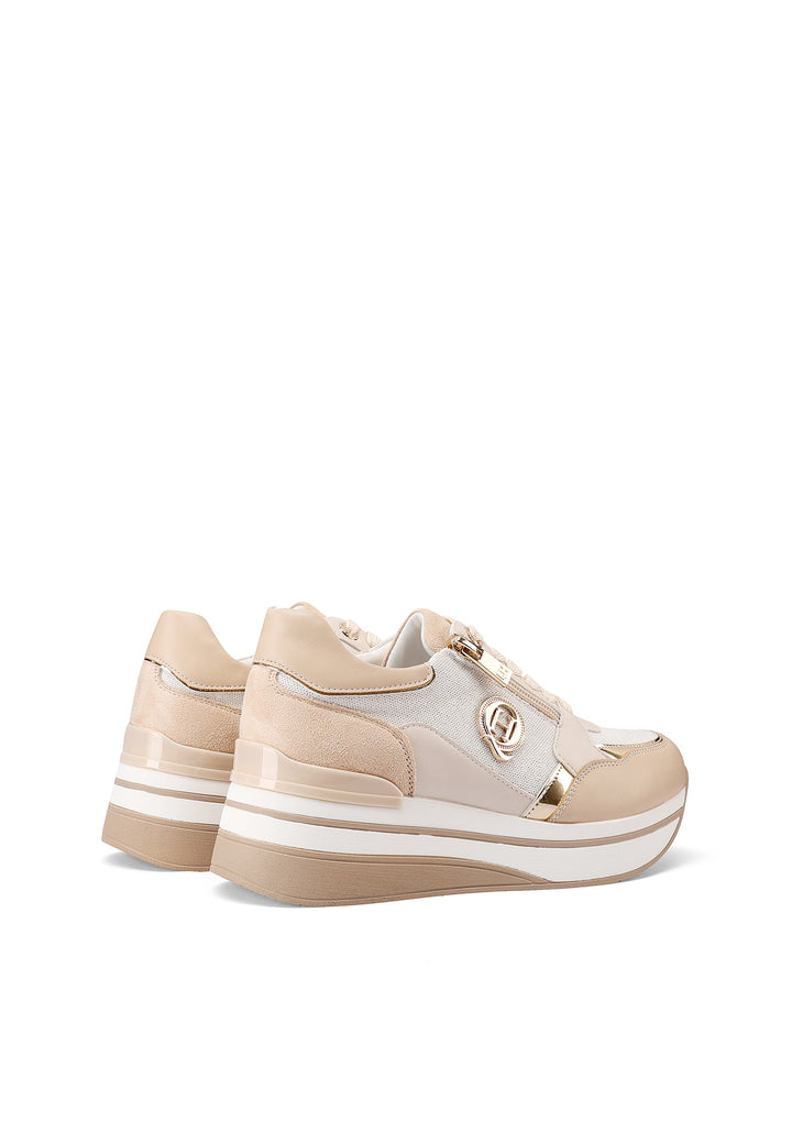 Sneakers da donna con platform colore beige