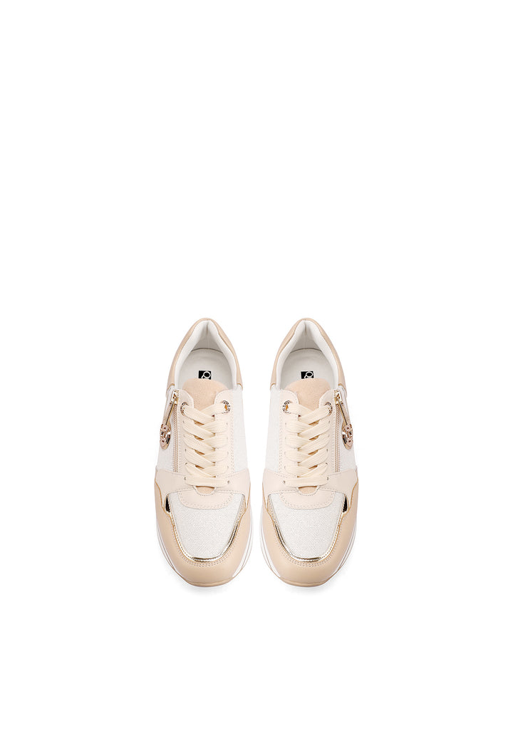 Sneakers da donna con platform colore beige