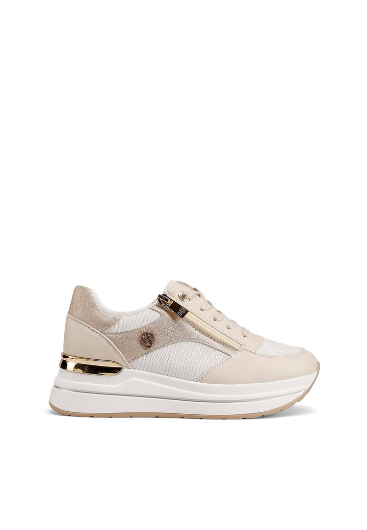 Sneakers da donna con platform colore beige 