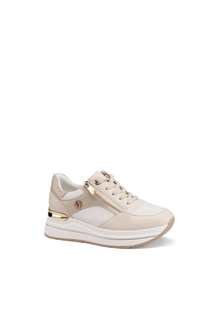 Sneakers da donna con platform colore beige 