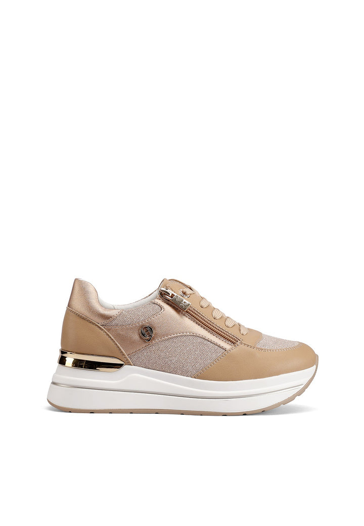 Sneakers da donna con platform colore cammello 