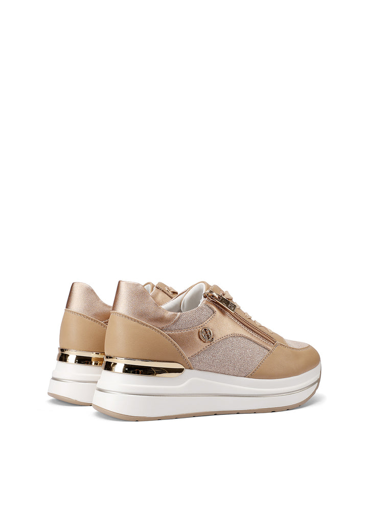 Sneakers da donna con platform colore cammello 