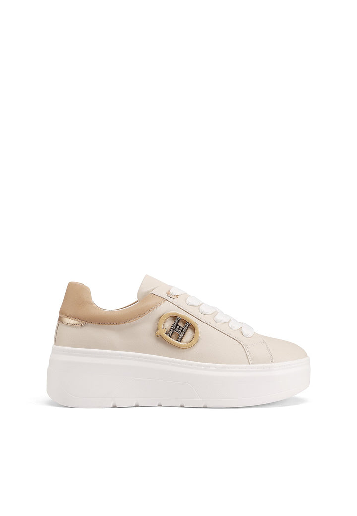 Sneakers da donna con platform colore beige