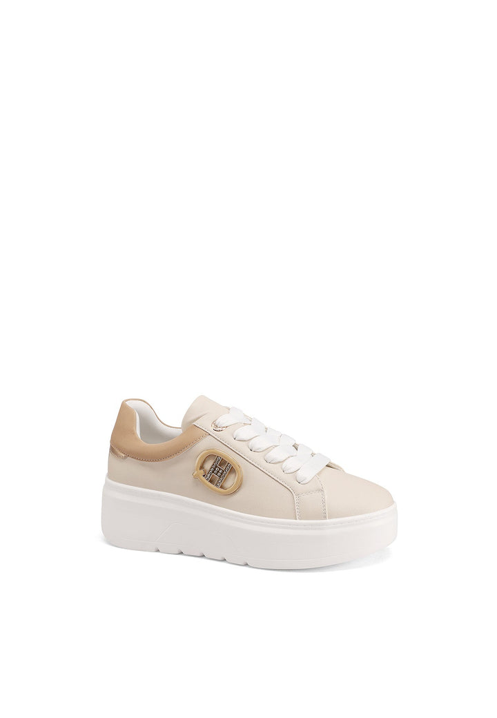 Sneakers da donna con platform colore beige