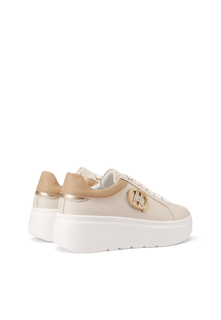 Sneakers da donna con platform colore beige