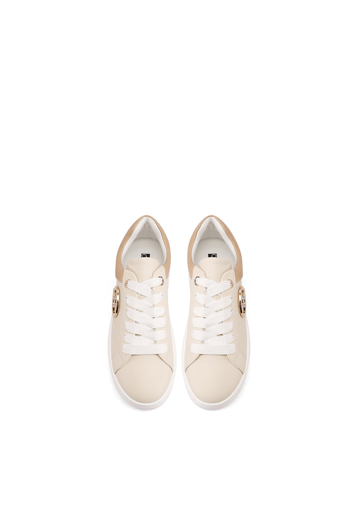 Sneakers da donna con platform colore beige