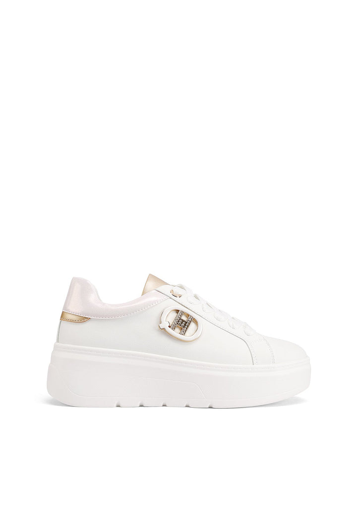 Sneakers da donna con platform colore bianco oro