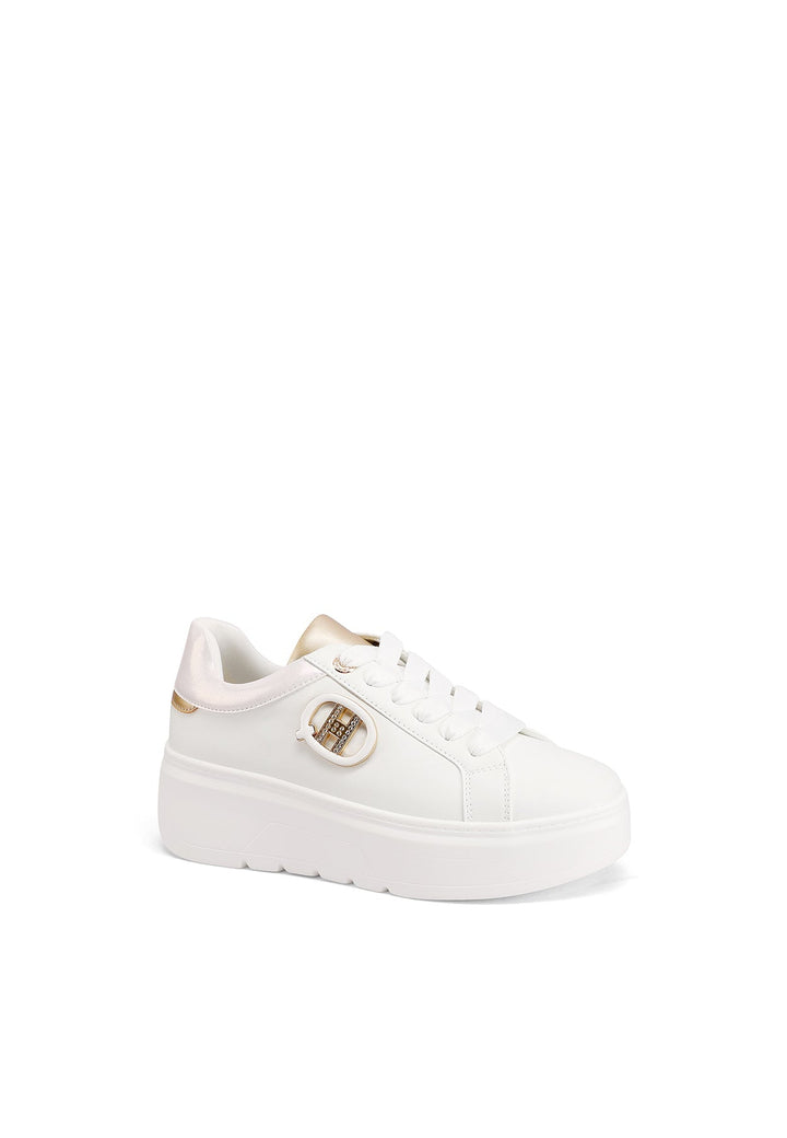 Sneakers da donna con platform colore bianco oro