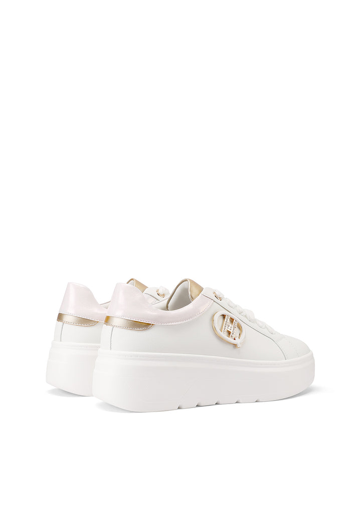 Sneakers da donna con platform colore bianco oro