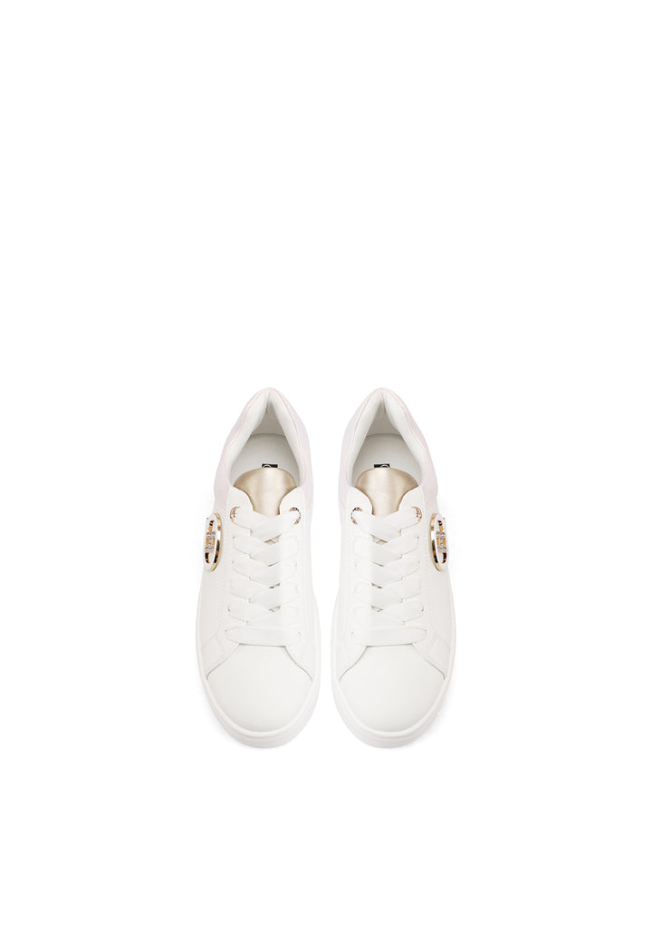 Sneakers da donna con platform colore bianco oro