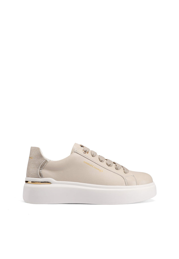 Sneakers da donna con platform colore beige