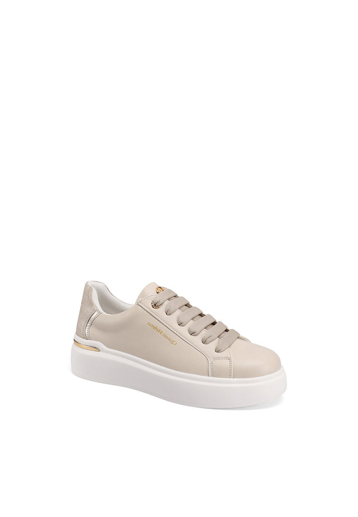 Sneakers da donna con platform colore beige