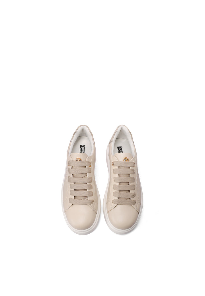 Sneakers da donna con platform colore beige