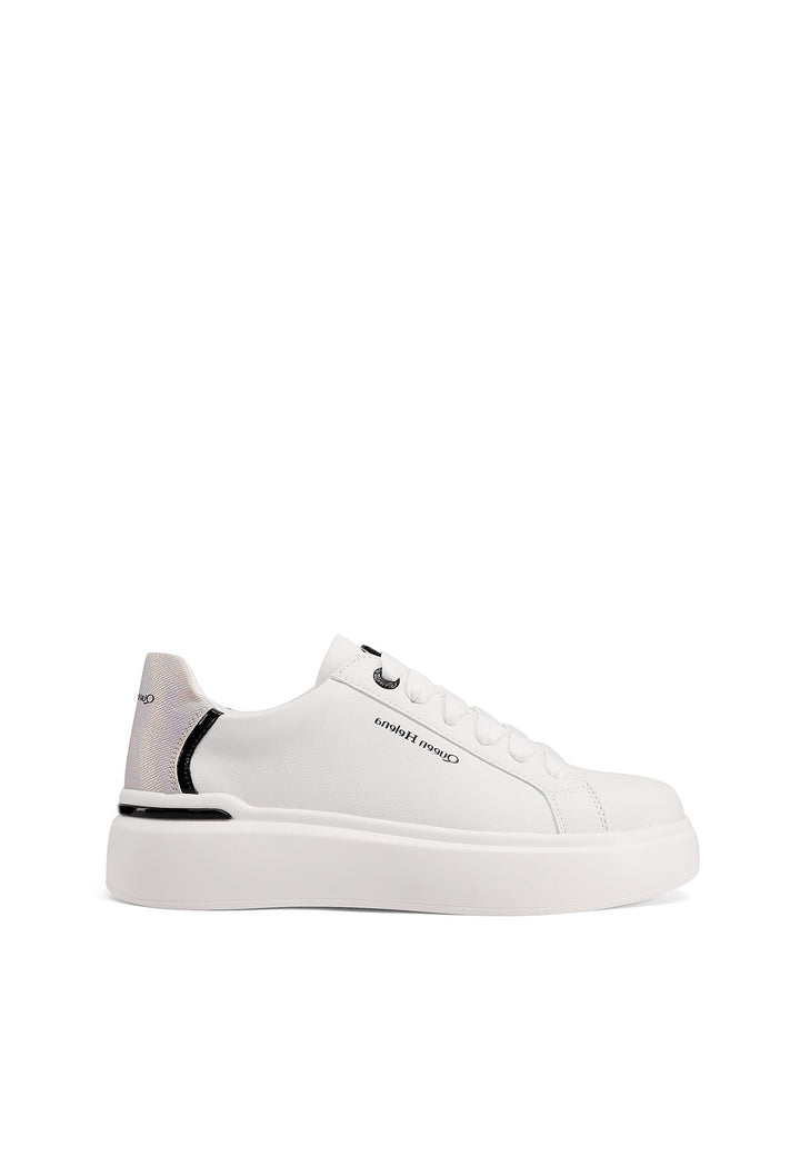 Sneakers da donna con platform colore bianco argentato