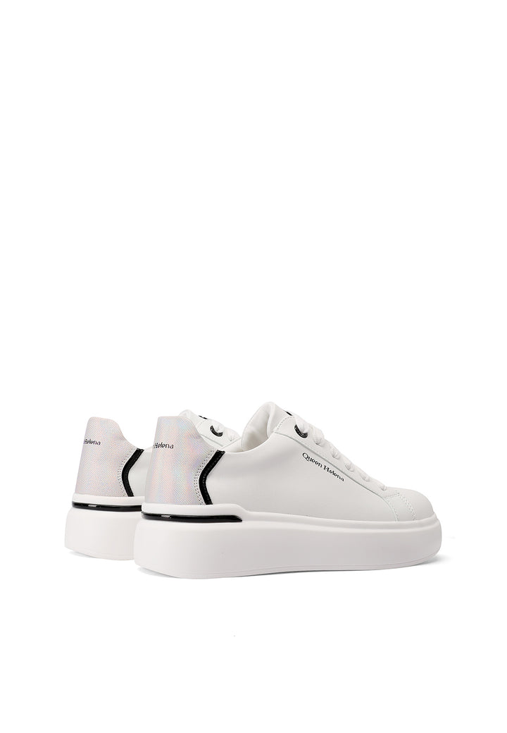 Sneakers da donna con platform colore bianco argentato