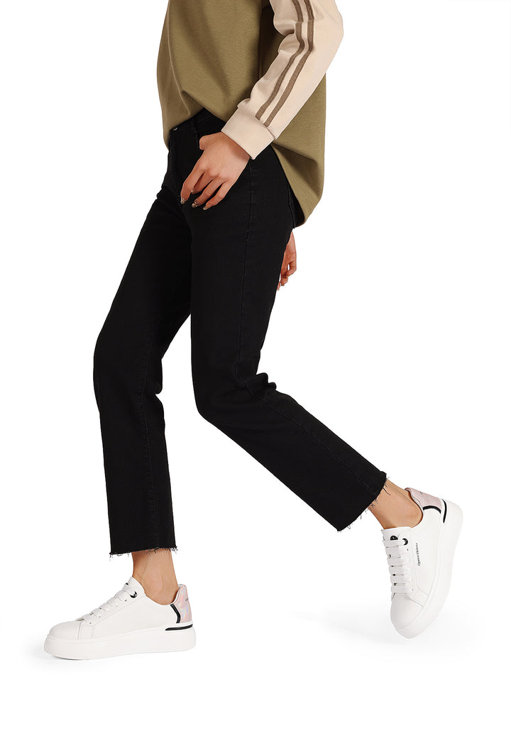 Sneakers da donna con platform colore bianco argentato