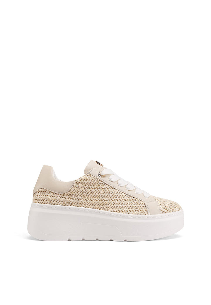 Sneakers da donna con platform colore beige