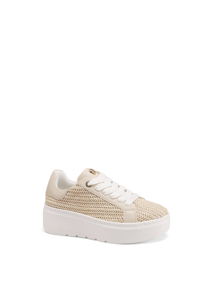 Sneakers da donna con platform colore beige