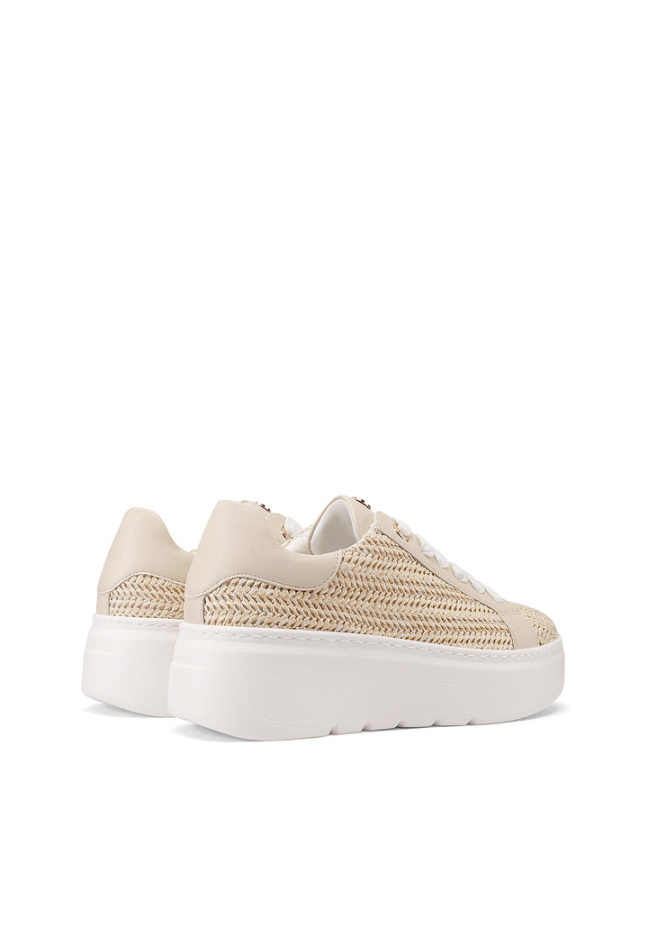 Sneakers da donna con platform colore beige