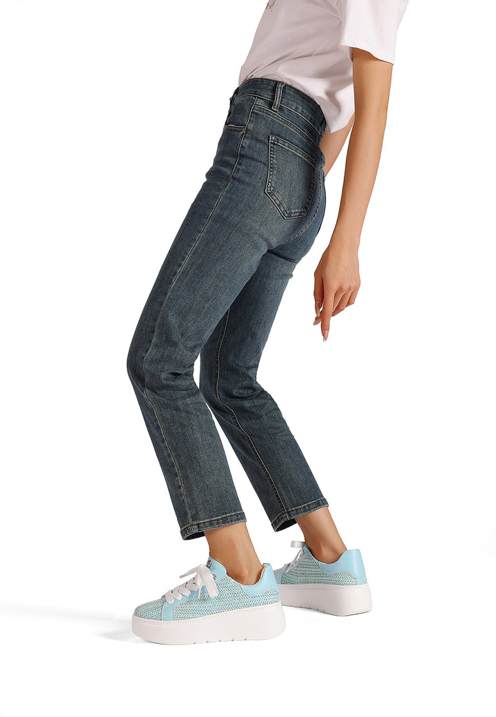 Sneakers da donna con platform colore blu