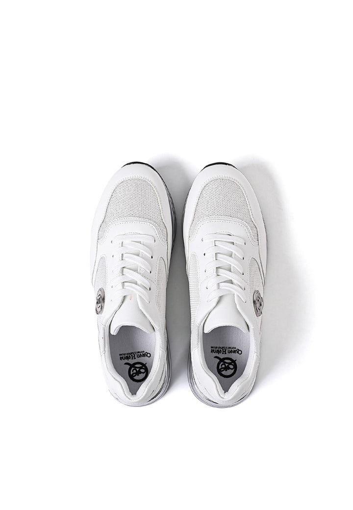 sneakers donna suola platform con logo queen helena bianche