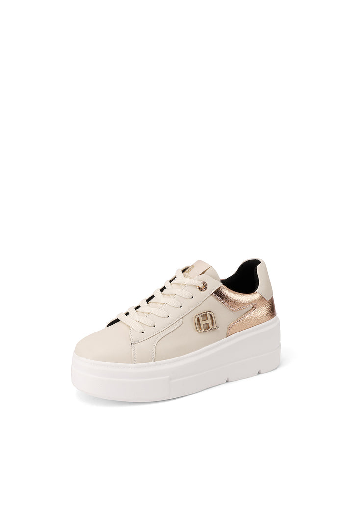 Sneakers glamour eleganti con suola alta Platform e logo in acciaio laccato