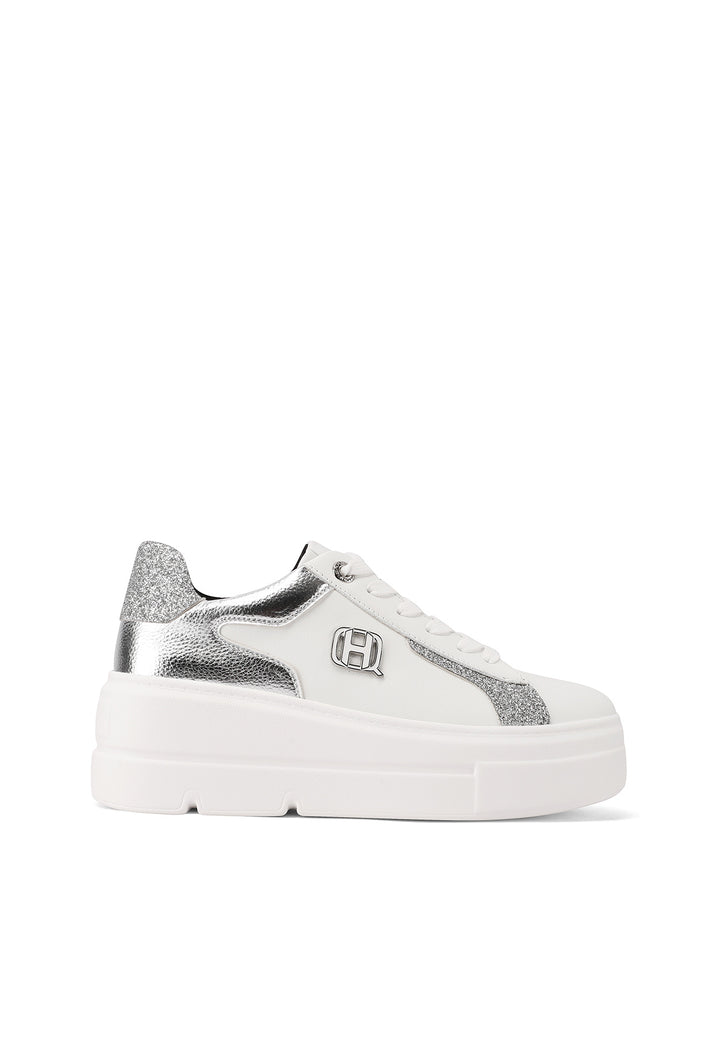 Sneakers glamour eleganti con suola alta Platform e logo in acciaio laccato