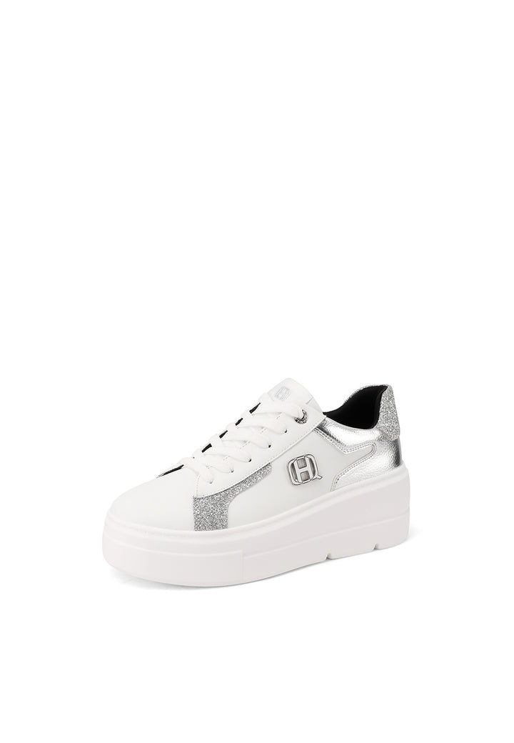Sneakers glamour eleganti con suola alta Platform e logo in acciaio laccato