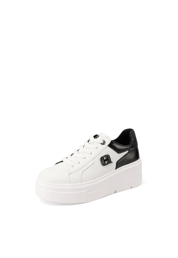 Sneakers glamour eleganti con suola alta Platform e logo in acciaio laccato