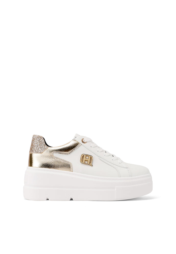 Sneakers glamour eleganti con suola alta Platform e logo in acciaio laccato