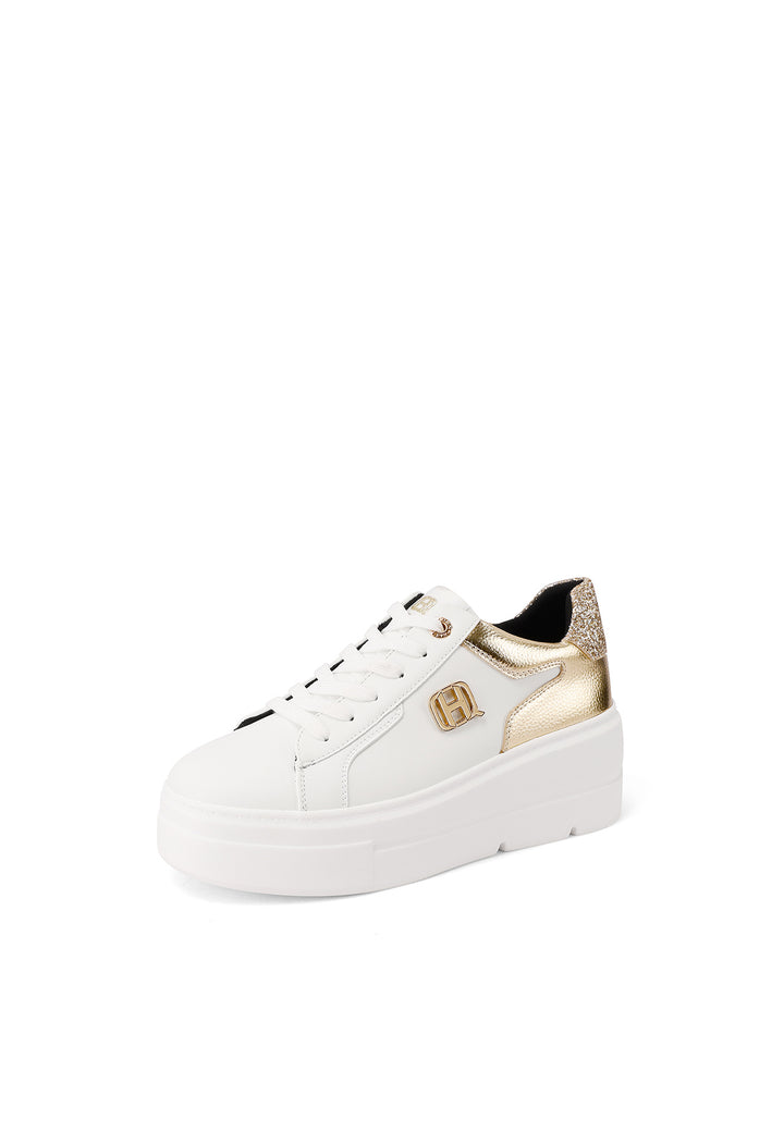 Sneakers glamour eleganti con suola alta Platform e logo in acciaio laccato