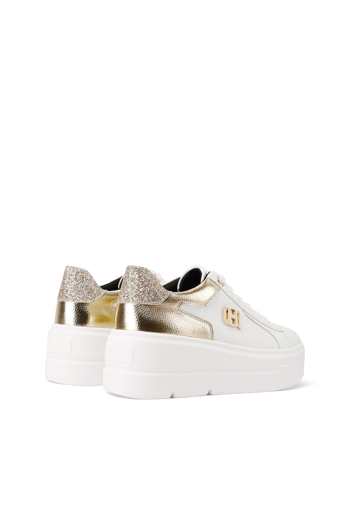 Sneakers glamour eleganti con suola alta Platform e logo in acciaio laccato