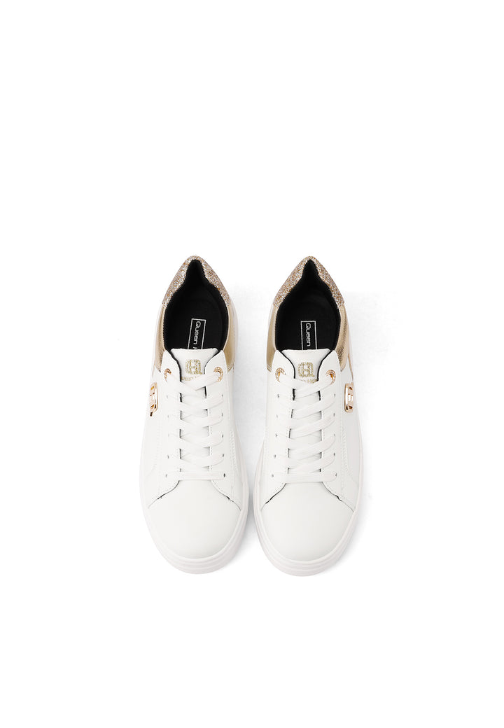 Sneakers glamour eleganti con suola alta Platform e logo in acciaio laccato