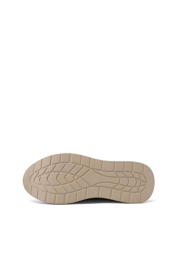 Sneakers con platform e zip in vera pelle colore beige